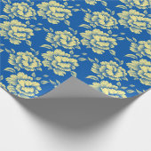 Blauwe en gele pony Toile - Frans country decor Cadeaupapier (Hoek)