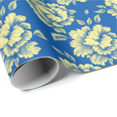 Blauwe en gele pony Toile - Frans country decor Cadeaupapier (Rol Hoek)