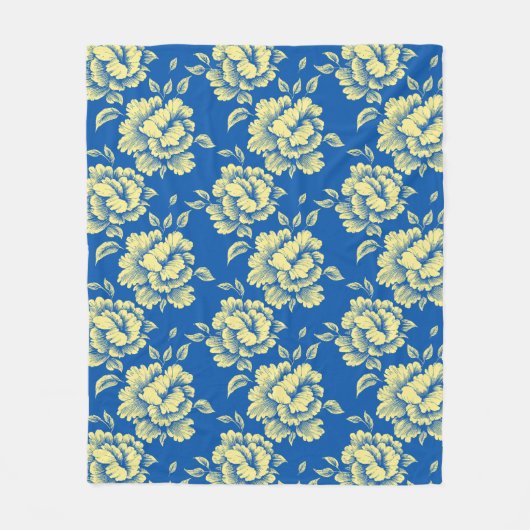 Blauwe en gele pony Toile - Frans country decor Fleece Deken (Voorkant)