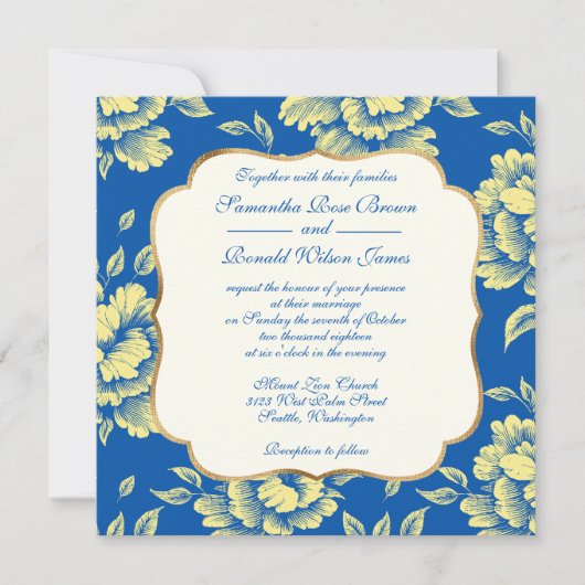 Blauwe en gele pony Toile - Frans country decor Kaart (Voorkant)