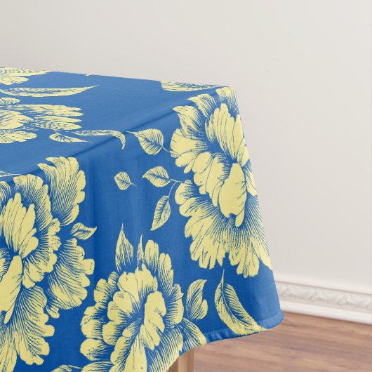 Blauwe en gele pony Toile - Frans country decor Tafelkleed (Voorbeeld)