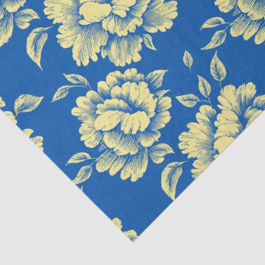 Blauwe en gele pony Toile - Frans country decor Tissuepapier (Detail)