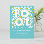 Blauwe en gele Pool Party Splash Birthday Kaart (Staand voorkant)
