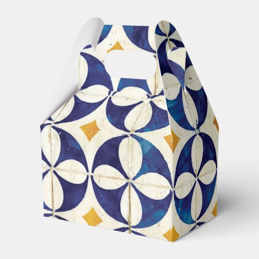  blauwe en gele Portugese patroonbruiloft Bedankdoosjes (Achterkant)