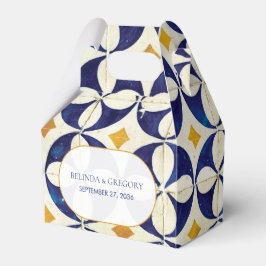  blauwe en gele Portugese patroonbruiloft Bedankdoosjes