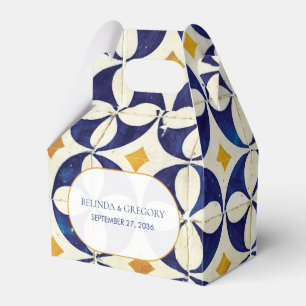  blauwe en gele Portugese patroonbruiloft Bedankdoosjes