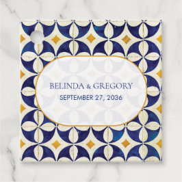  blauwe en gele Portugese patroonbruiloft Bedankjes Labels