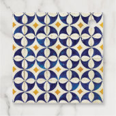  blauwe en gele Portugese patroonbruiloft Bedankjes Labels (Achterkant)