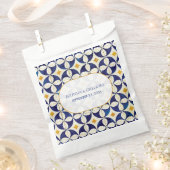 blauwe en gele Portugese patroonbruiloft Bedankzakje (Geknipt)