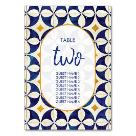  blauwe en gele Portugese patroonbruiloft Kaart