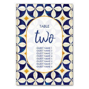 blauwe en gele Portugese patroonbruiloft Kaart