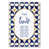 blauwe en gele Portugese patroonbruiloft Kaart (Achterkant)