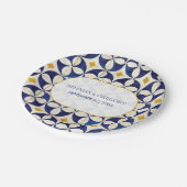 blauwe en gele Portugese patroonbruiloft Papieren Bordje (Gekanteld)