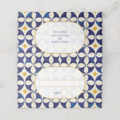  blauwe en gele Portugese patroonbruiloft Plaatskaartje (Buitenkant ongevouwen)