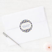  blauwe en gele Portugese patroonbruiloft Ronde Sticker (Envelop)