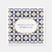 blauwe en gele Portugese patroonbruiloft Servet (Voorkant)