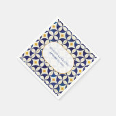 blauwe en gele Portugese patroonbruiloft Servet (Hoek)