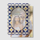  blauwe en gele Portugese patroonbruiloft Vellum Uitnodigingen (Offset (Koppel))