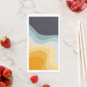 Blauwe en gele retro stijl golven servet (Insitu)