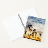 Blauwe en gele rode palmbomen - zonsondergang notitieboek (Binnen)