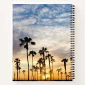 Blauwe en gele rode palmbomen - zonsondergang notitieboek (Achterkant)