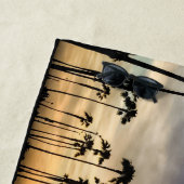 Blauwe en gele rode palmbomen - zonsondergang strandlaken (In situ)