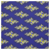 Blauwe en gele rondjes stof (Swatch)