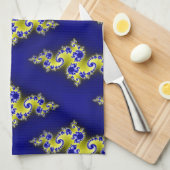 Blauwe en gele rondjes theedoek (Quarter Fold)