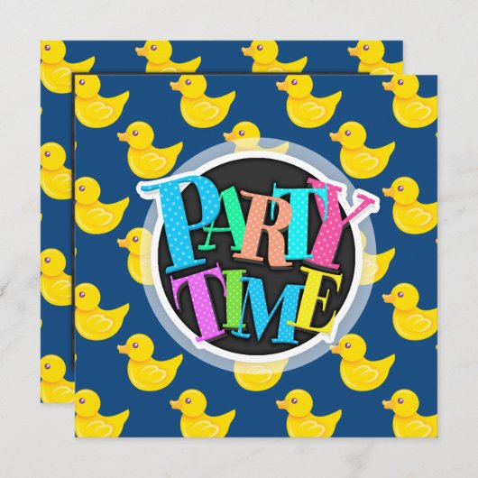 Blauwe en gele rubbereend, Ducky Kaart (Voorkant / Achterkant)