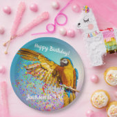 Blauwe en gele scharnierpijp Confetti papieren pla Papieren Bordje (Feest)