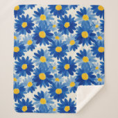 Blauwe en gele schilderachtige bloemen sherpa deken (Voorkant)