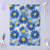 Blauwe en gele schilderachtige bloemen tissuepapier (Craft)