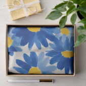 Blauwe en gele schilderachtige bloemen tissuepapier (Geschenk)