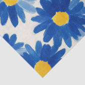 Blauwe en gele schilderachtige bloemen tissuepapier (Detail)