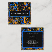 Blauwe en gele schildervlek Makeup kunstenaar Vierkante Visitekaartje (Voorkant / Achterkant)
