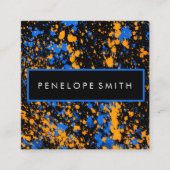 Blauwe en gele schildervlek Makeup kunstenaar Vierkante Visitekaartje (Voorkant)