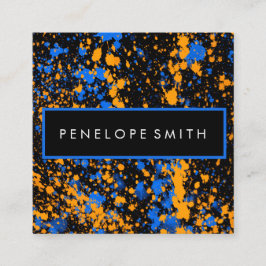 Blauwe en gele schildervlek Makeup kunstenaar Vierkante Visitekaartje