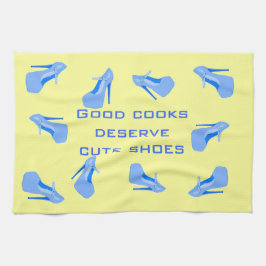 Blauwe en gele schoen theedoek