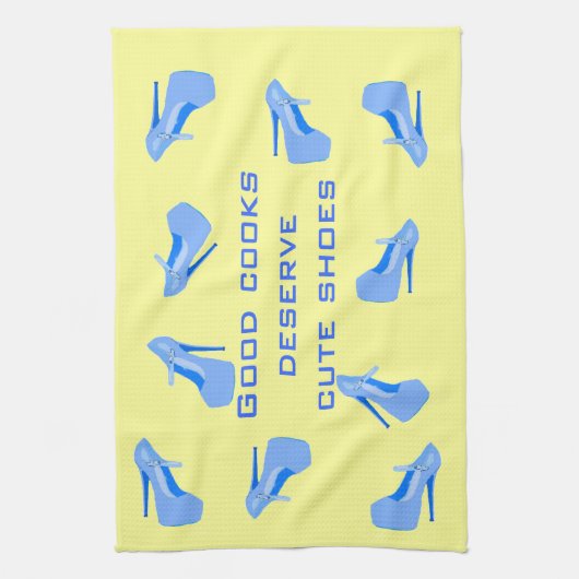 Blauwe en gele schoen theedoek (Verticaal)