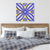Blauwe en gele Spaanse Tegel Canvas Wall Art (Insitu (Slaapkamer))