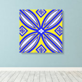 Blauwe en gele Spaanse Tegel Canvas Wall Art (Insitu (Houten vloer))