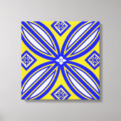 Blauwe en gele Spaanse Tegel Canvas Wall Art (Voorkant)