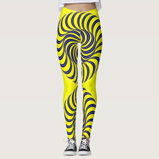 Blauwe en gele spiraal leggings (Voorkant)
