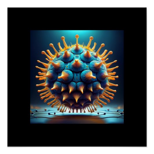 Blauwe en gele sporebal perfect poster (Voorkant)