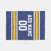 Blauwe en gele sportstroken Aangepast naamnummer Fleece Deken (Voorkant (Horizontaal))
