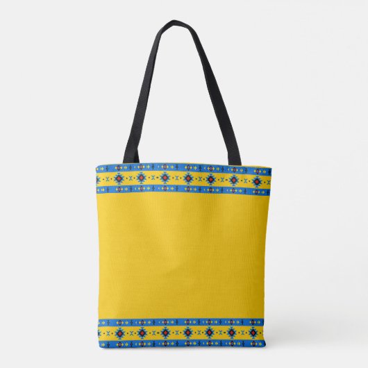 Blauwe en gele stam tote bag (Achterkant)