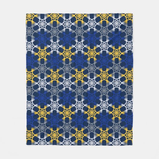 Blauwe en gele standaard grote prullenbak fleece deken (Voorkant)