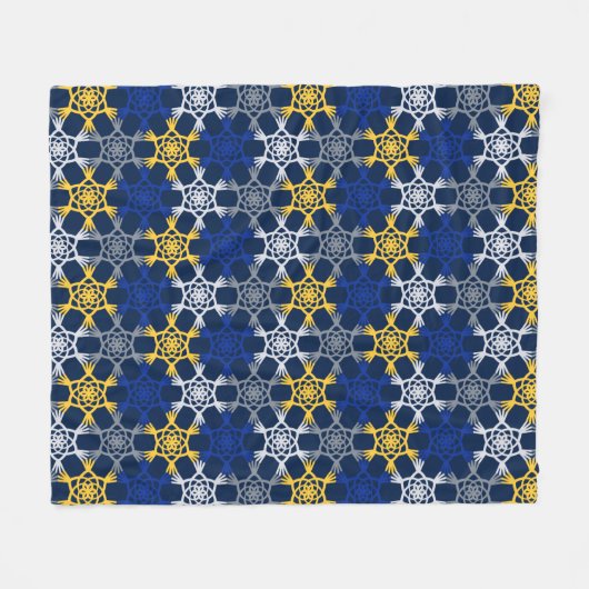 Blauwe en gele standaard grote prullenbak fleece deken (Voorkant (Horizontaal))