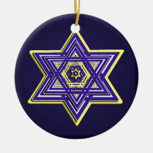 Blauwe en gele ster van David Ornament (Voorkant)