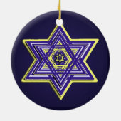 Blauwe en gele ster van David Ornament (Achterkant)